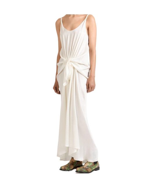 J.W. Anderson White Knot Draped Maxi Dress