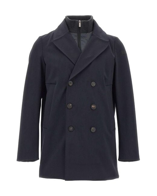 Rrd Blue Long-Sleeve Double-Breasted Trench Coat for men