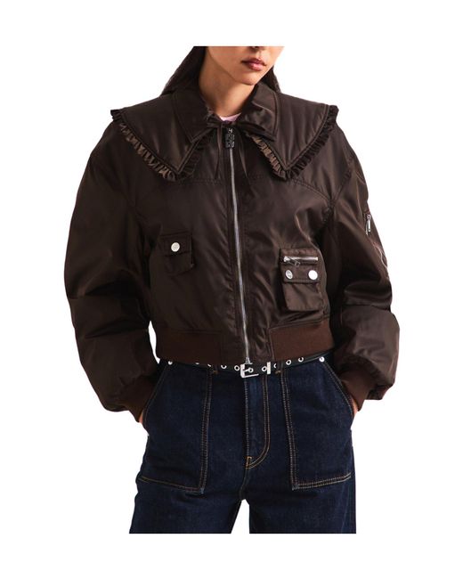 Ganni Black Short Flight Jacket