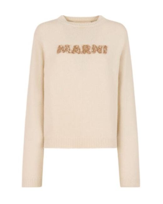 Marni Natural Laser-Cut Logo Sweater