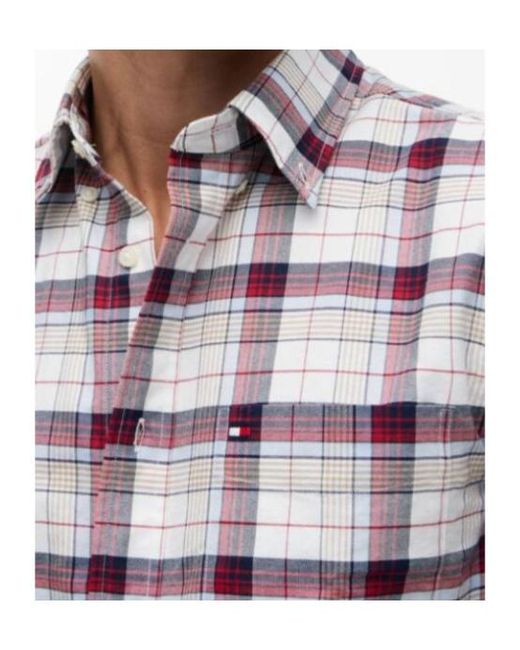 Tommy Hilfiger Red Check-Print Button-Down Shirt for men