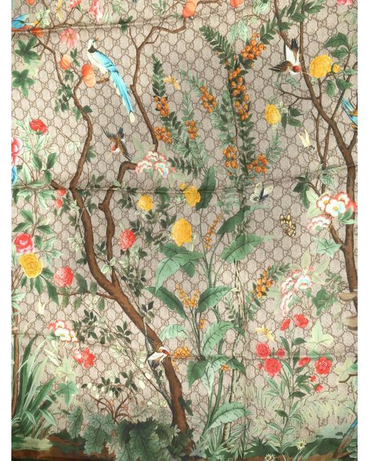 Gucci Red Floral Printed Scarf