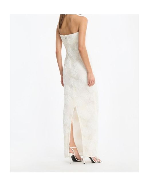 ROTATE BIRGER CHRISTENSEN White Floral Embroidered Strapless Dress