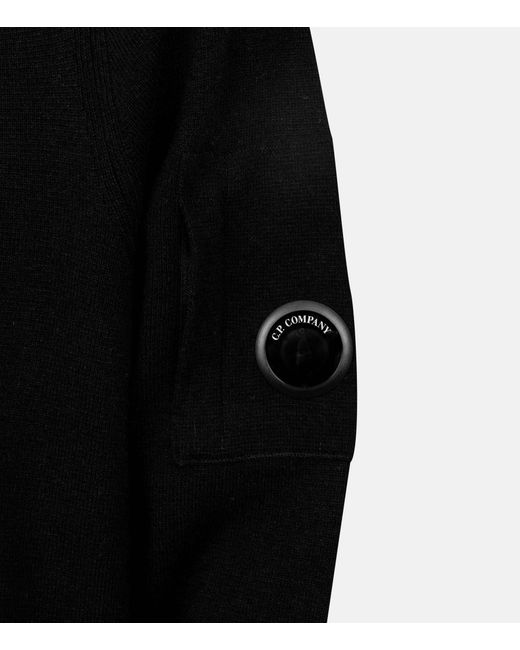 C P Company Black Long-Sleeved Hooded Sweatshirt for men