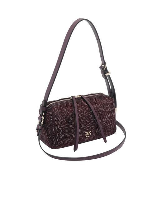 Pinko Purple Embellished Mini Crossbody Boston Bag