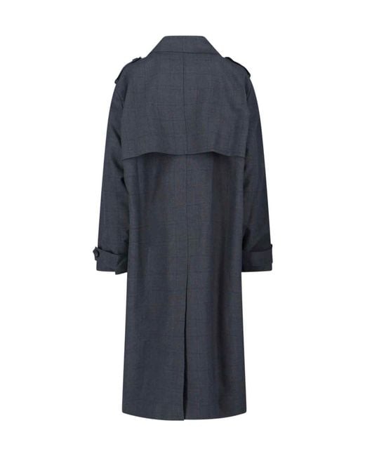 Frankie Shop Blue Bleecker Plaid Oversized Trench Coat