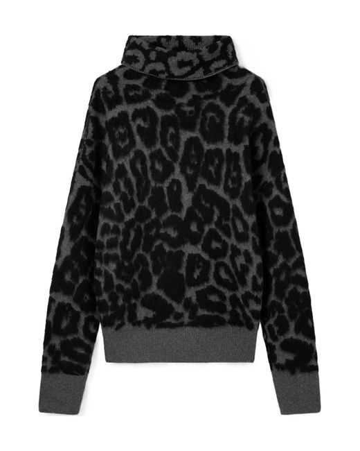 Stella McCartney Black Leopard Jacquard Turtleneck Jumper