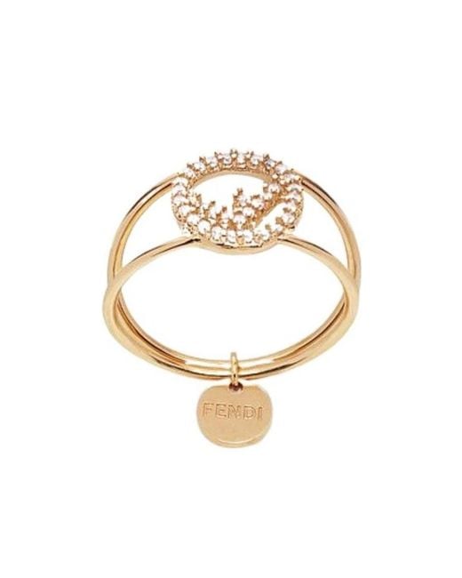 Fendi Metallic F Is Embellished Ring