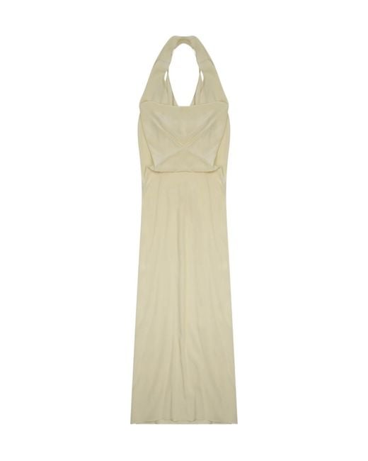 Alysi White Draped Halterneck Dress