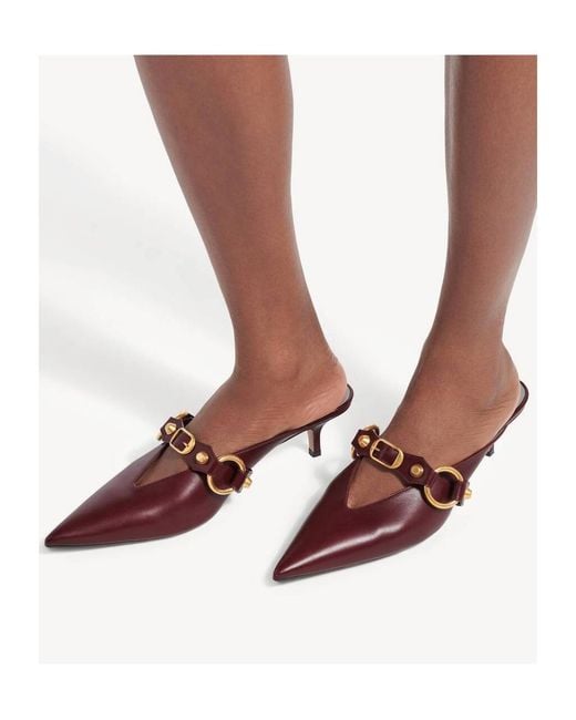 Balenciaga Brown City Buckled Pointed Mules