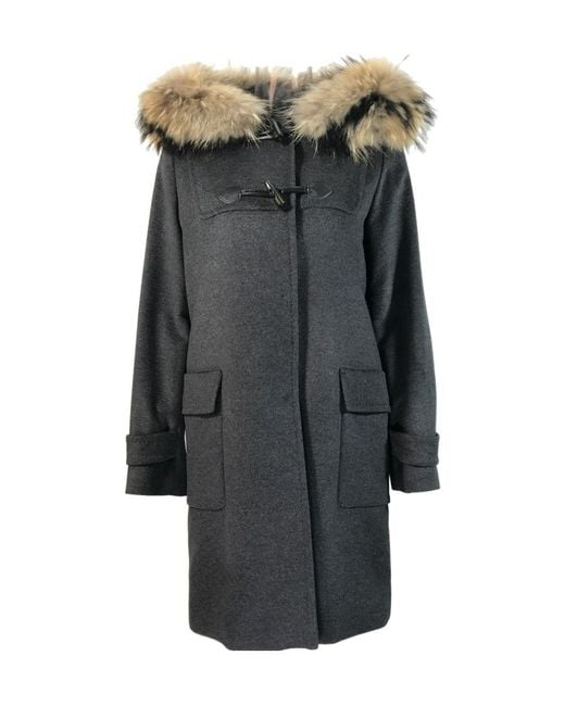 Max Mara Gray Hooded Wool Coat