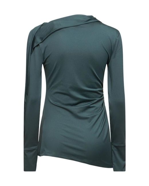 Victoria Beckham Green Smooth Draped Jersey T-Shirt