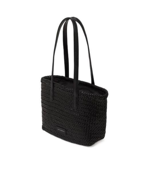 Karl Lagerfeld Black Logo Woven Tote Bag