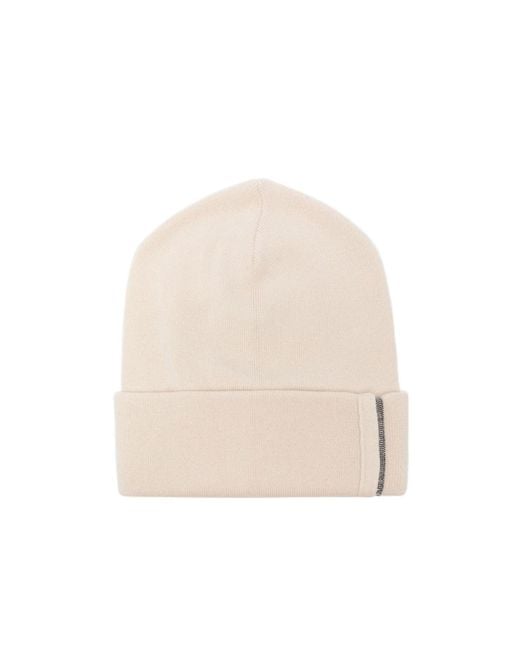 Brunello Cucinelli Natural Monili-Embellished Beanie Hat