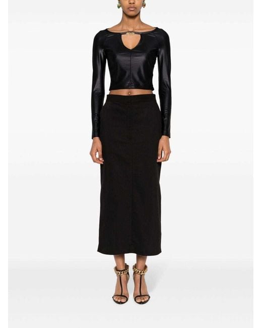 Versace Jeans Black Logo-Plaque Jersey Crop Top