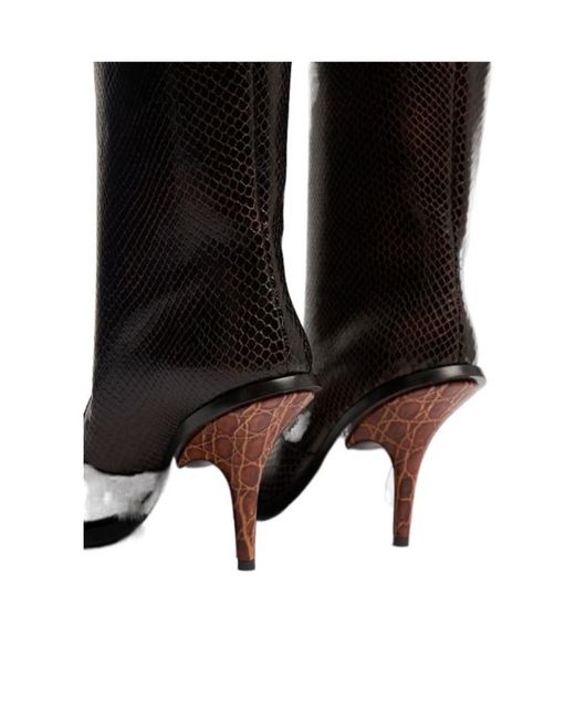 Dries Van Noten Black 105Mm Python Embellished High Boots