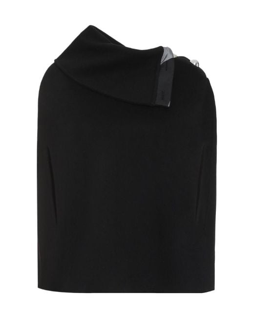 Emilio Pucci Black Pucci Folded-Edge Ribbed Poncho