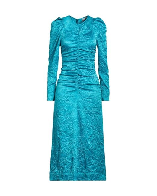 Ganni Blue Solid Color Satin Dress