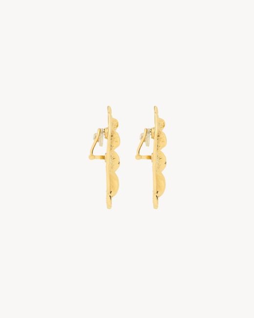Saint Laurent Metallic Crocodile Scale Textured Earrings