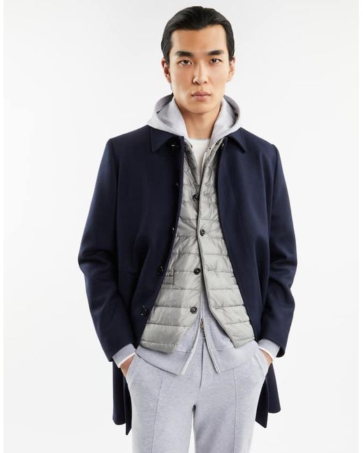 Fay Blue Wool-Cashmere Single-Breasted Coat for men