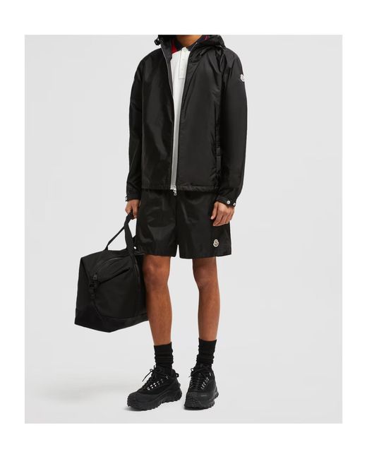 Moncler Black Logo Patch Drawstring Swim Shorts for men