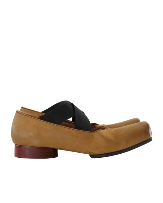 Uma Wang Brown Square-Toe Ballet Flats