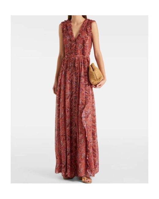 Ulla Johnson Red Aida Ruffled Silk-Blend Chiffon Maxi Dress