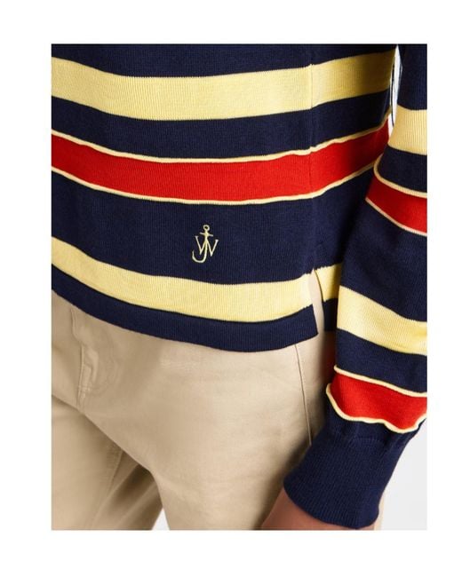 J.W. Anderson Blue Jw Anderson Knitted Striped Polo Top