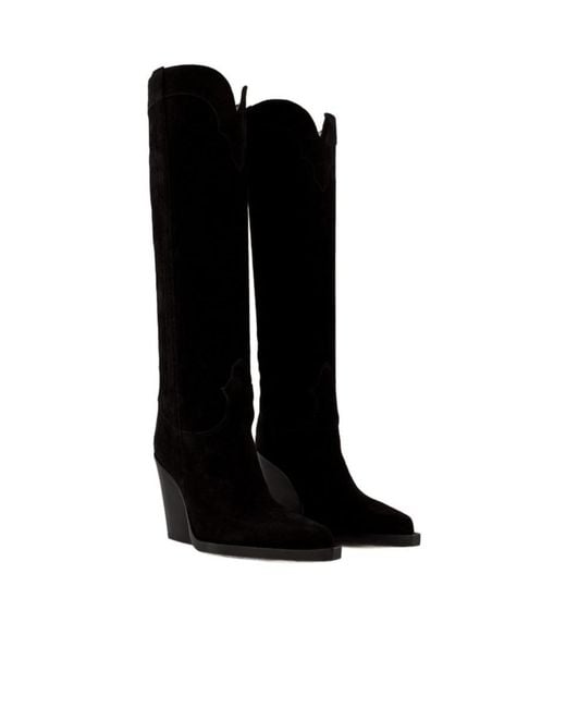 Paris Texas Black Pointed-Toe Leather Boots