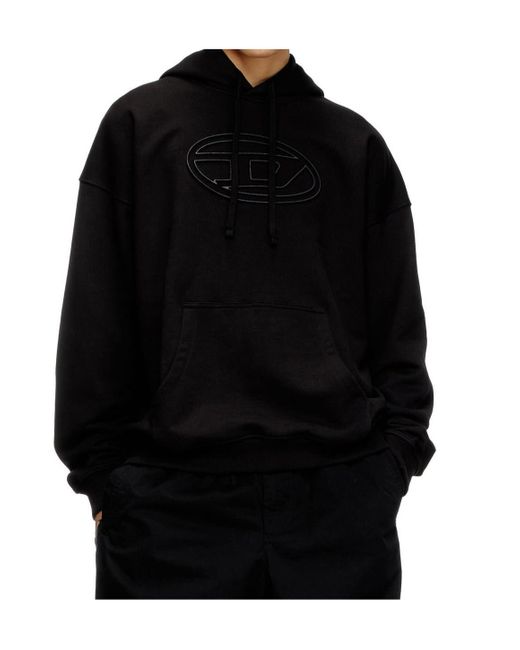 DIESEL Black Logo Hoodie for men