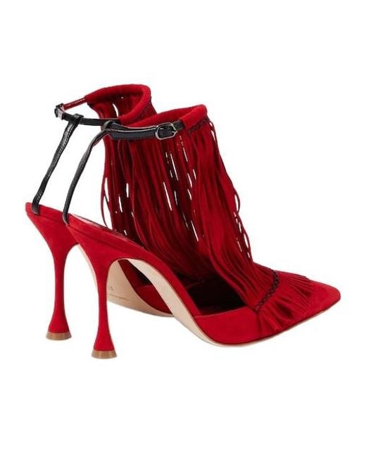 Manolo Blahnik Red Solid Color Suede Pumps