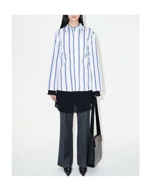 Our Legacy Blue Striped Long-Sleeved Shirt