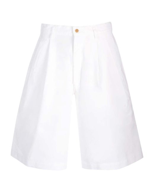 Comme des Garçons White Comme Des Garçons Shirt Knee-Length Twill Shorts for men