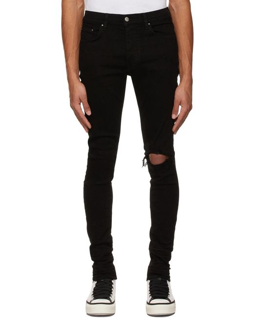Amiri Black Distressed Slim-Fit Jeans for men