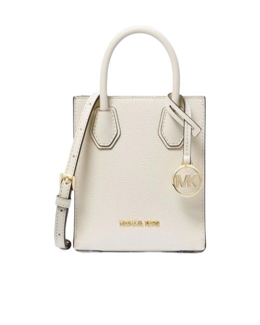 Michael Kors White Super-Small Mercer Shoulder Bag