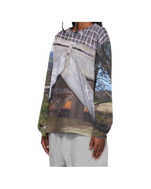 STEFAN COOKE Gray Country View Long-Sleeve T-Shirt