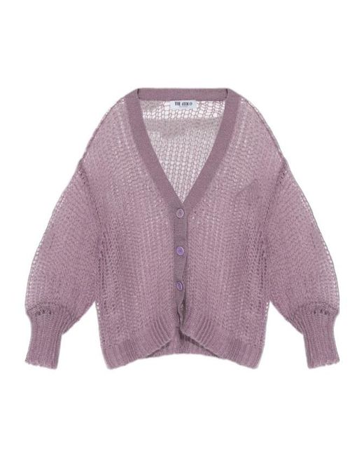 The Attico Purple The Semi-Sheer Knitted Cardigan