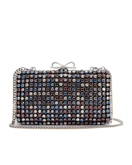 Self-Portrait Black Chainmail Crystal-Embellished Mini Clutch Bag