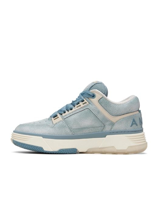 Amiri Blue Pebbled Ma-1 Lace-Up Casual Sneakers for men