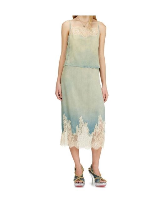 DIESEL Multicolor De-Mery-S Lace-Trim Denim Top
