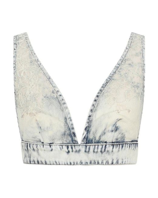 DIESEL White De Janys Fsc Denim Cropped Top