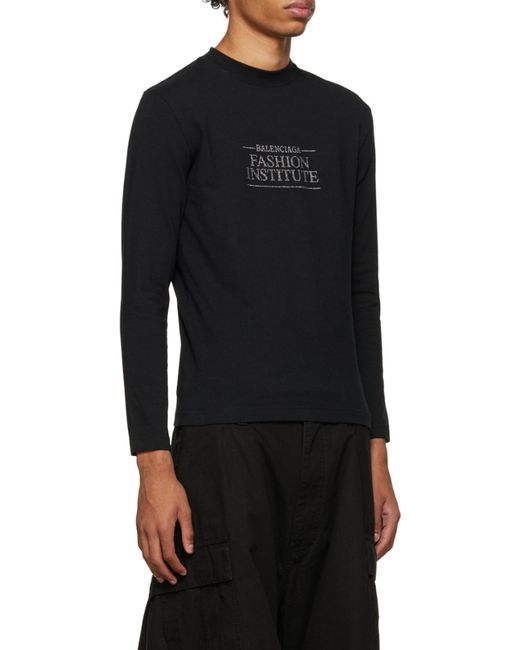 Balenciaga Black Fashion Institute Fitted Long Sleeve T-Shirt for men
