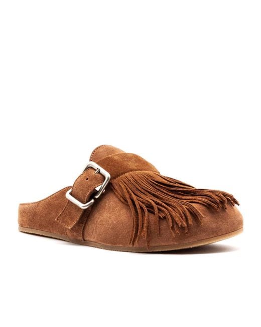 Vic Matié Brown Fringed Buckle Mules