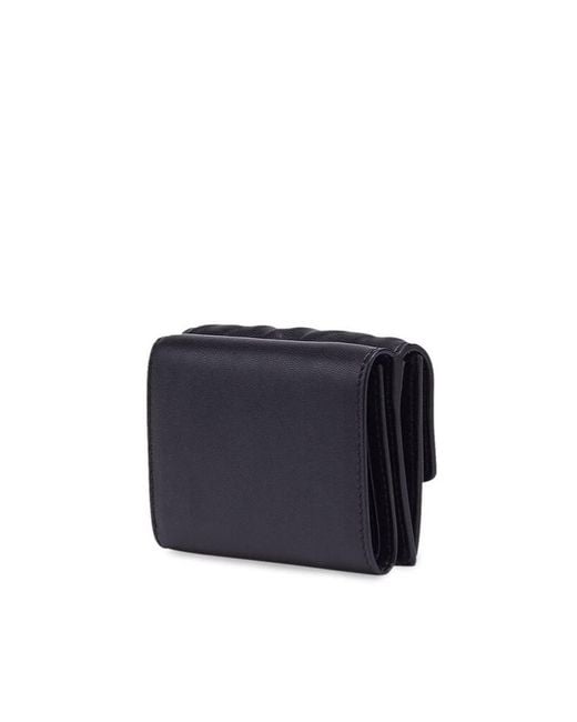 Fendi Blue Micro Logo Embossed Trifold Wallet