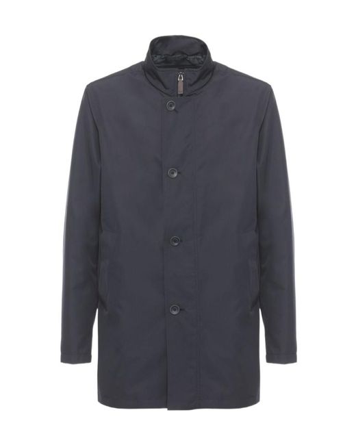 Herno Blue Technical Hooded Raincoat for men