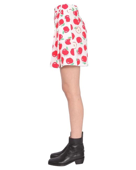 Moschino Red Boutique Apple Printed High-Waisted Shorts