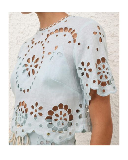 Zimmermann Blue Awaken Embroidered Bodice
