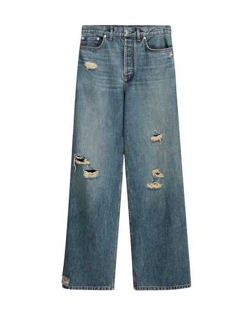 Dior Blue Homme Distressed Wide-Leg Jeans for men