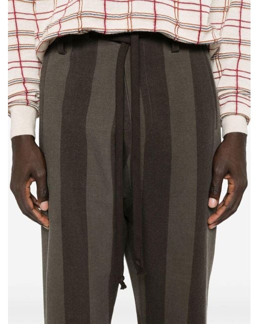 Uma Wang Black Tapered Leg Striped Trousers for men