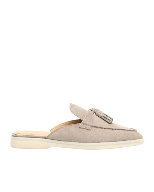 Scarosso White Lucrezia Suede Tassel Mules